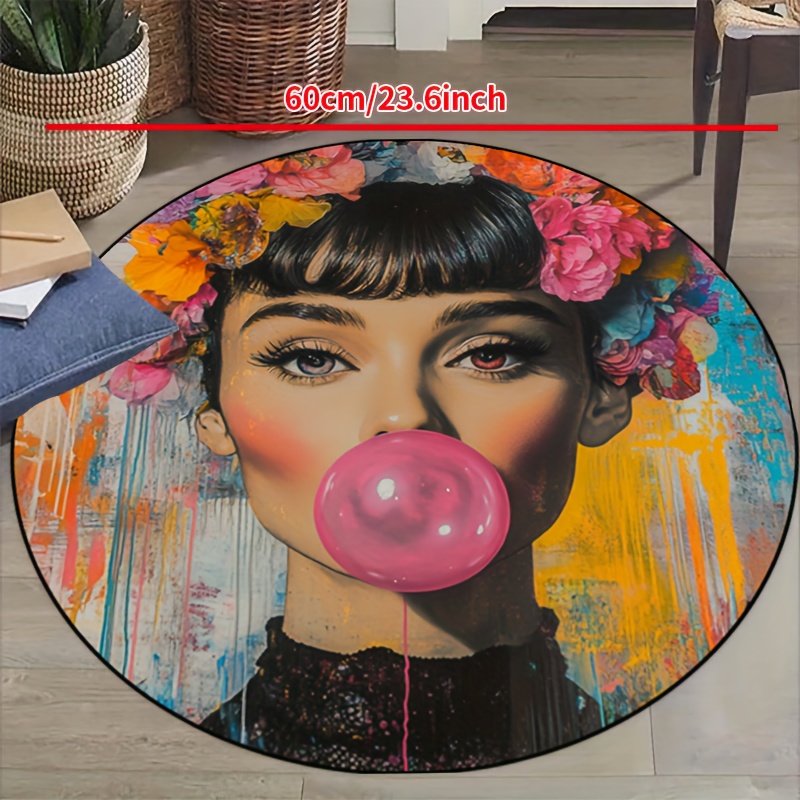 Bubble Gum Machine - Çiçekli Başlı Kadın Grafiti Sanatı Pembe