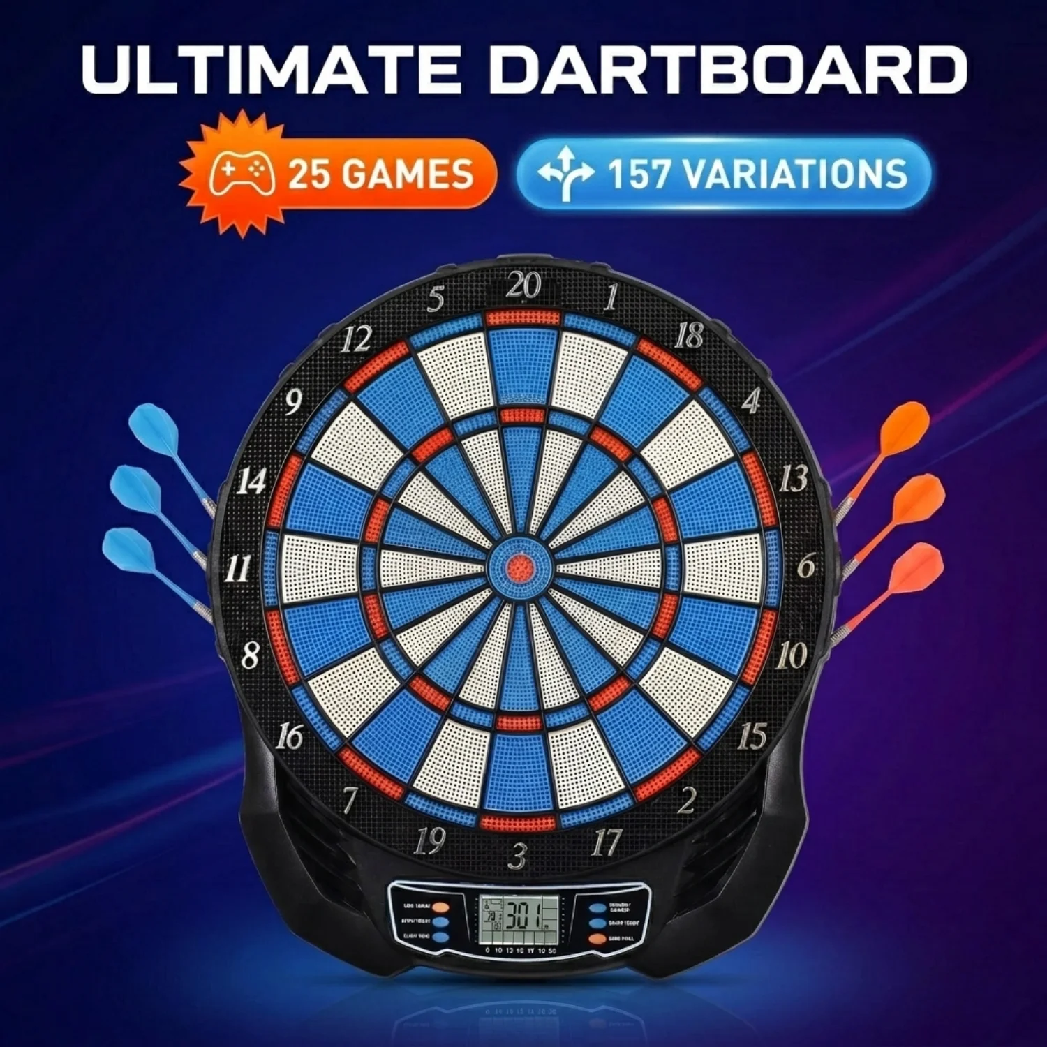 Electronic Dartboard Cabinet - DartVibe Profesyonel Handikap ve Skorlama Özelliğine