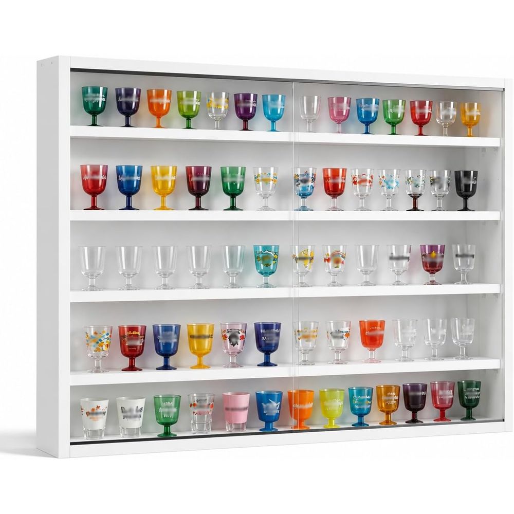 Glass Cabinet Display - 5 Katmanlı Duvara Monte Shot Bardağı