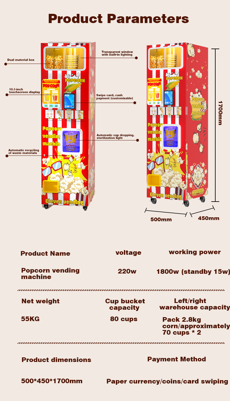 CE Ticari Atıştırmalık Yiyecek - Popcorn Vending Machine incelemesi ve fiyatı