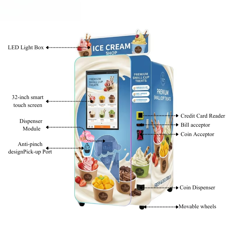 Özelleştirilmiş Yumuşak Dondur - Popcorn Vending Machine incelemesi ve fiyatı