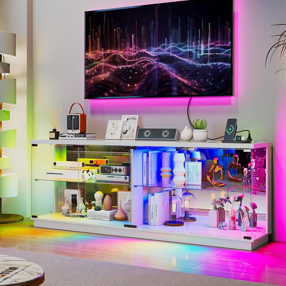 71 inç Cam TV Sehpası Şarj İst - Glass Cabinet Display incelemesi ve fiyatı