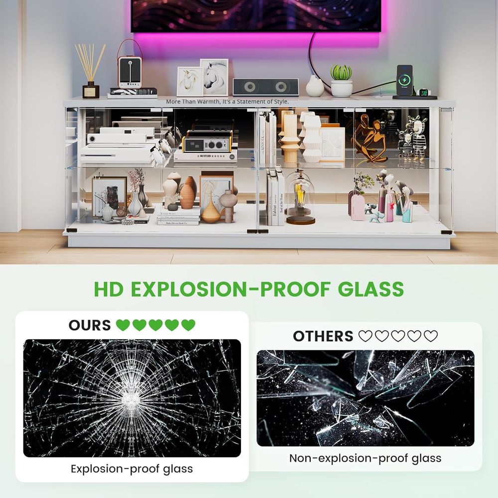 71 inç Cam TV Sehpası Şarj İst - Glass Cabinet Display incelemesi ve fiyatı